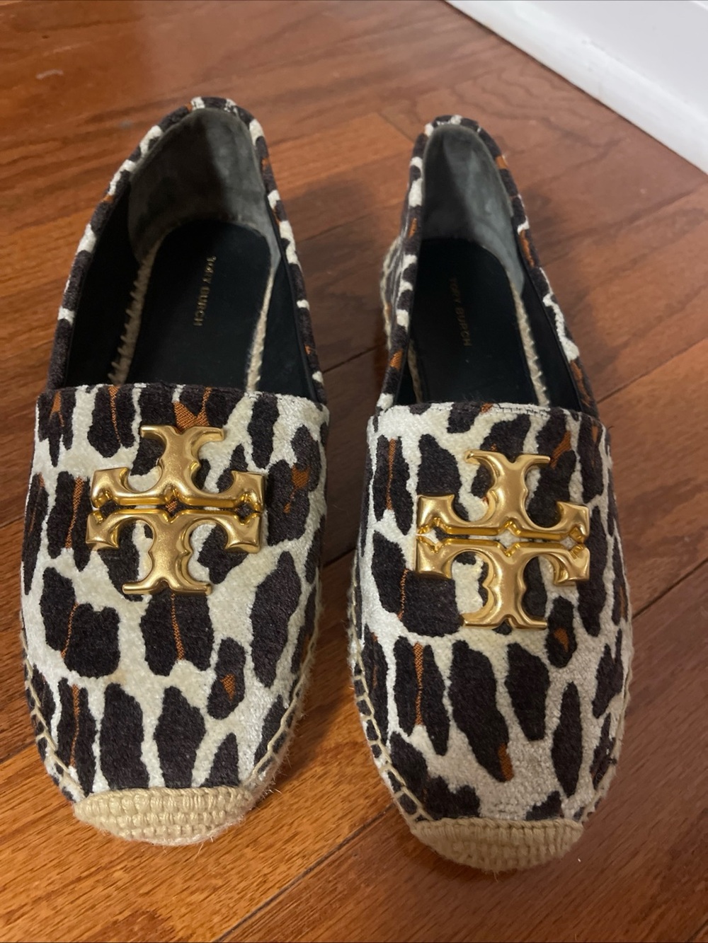 Tory Burch Eleanor Leopard Medallion Espadrilles US 8 1/2